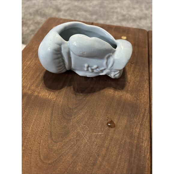 Vintage MCM Haegar Pottery Planter‎ Vase Boxing Glove 4” Small Ceramic Blue Pot - Picture 1 of 5